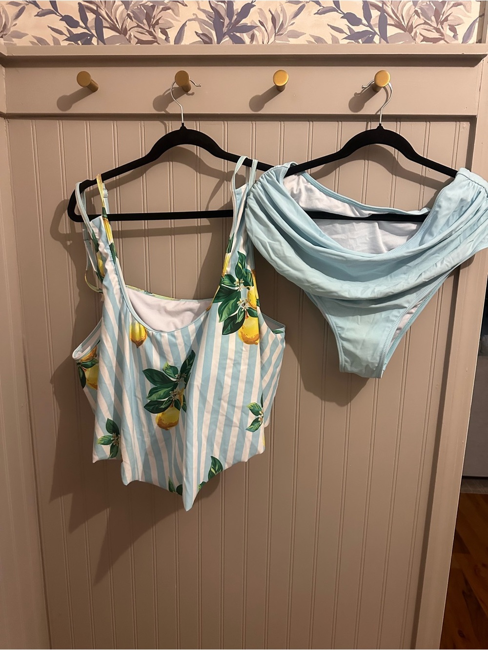 Chic Soul Light Blue & Yellow Lemon Print Two-Piece Bikini Set